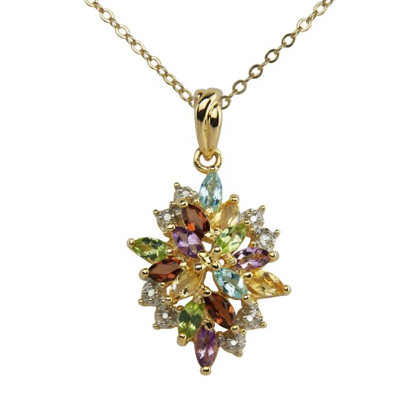 18kt Gold Over Sterling Silver Multi Stone Cluster Pendant S3A62S17FW