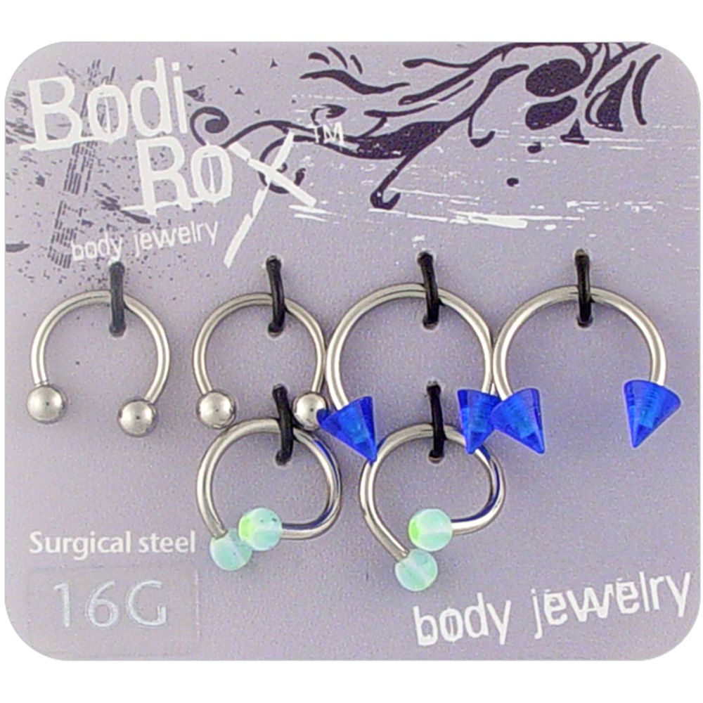 Body Jewelry on Bodi Rox 16g Blue Horseshoe Body Jewelry Pack
