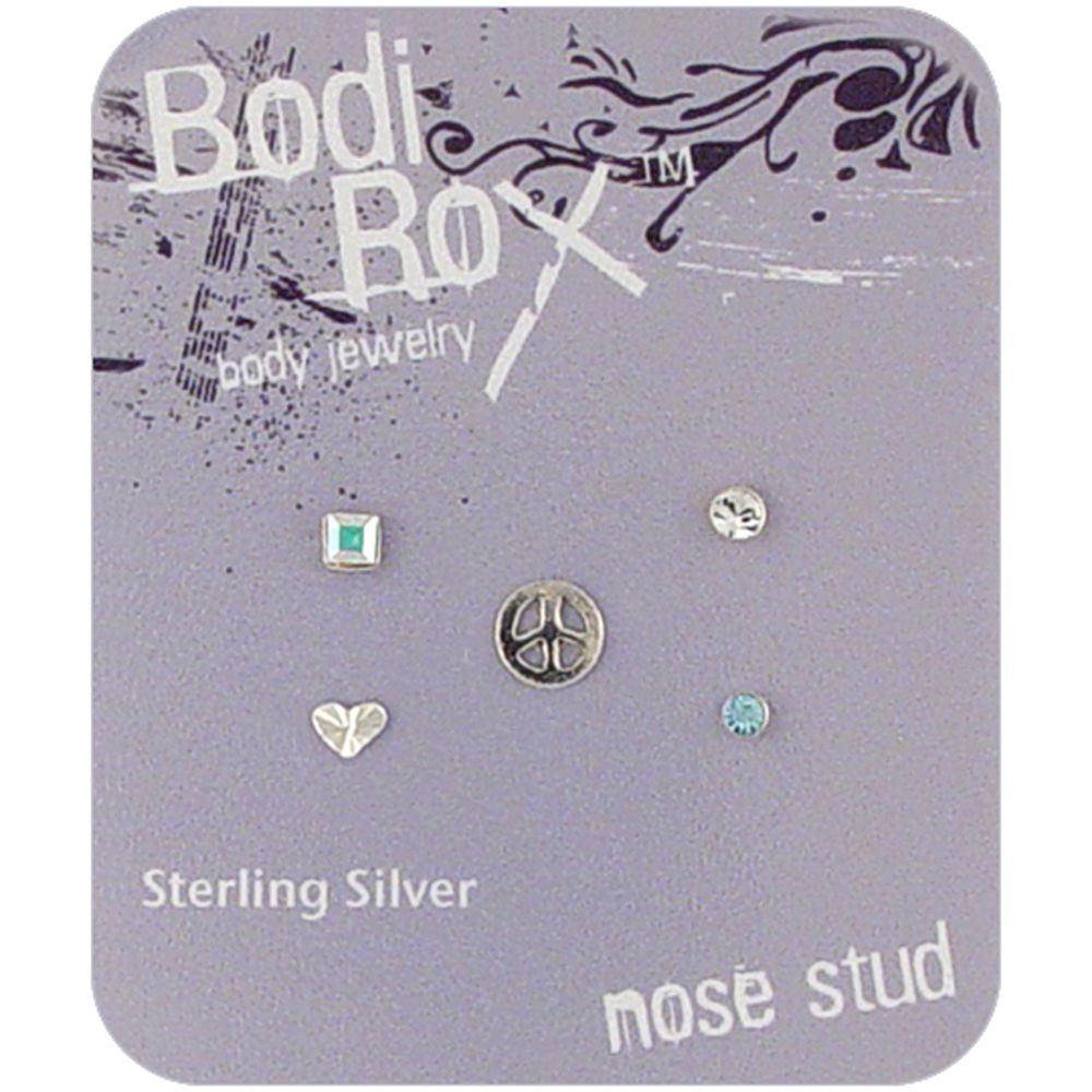 Bodi Rox Sterling Silver Love & Peace Crystal Nose Stud Set at Sears.com