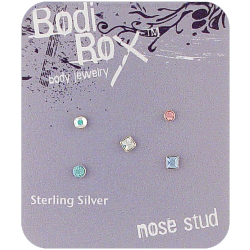 Bodi Rox Sterling Silver Mixed Crystal Nose Stud 5 Pack Set at Sears.com