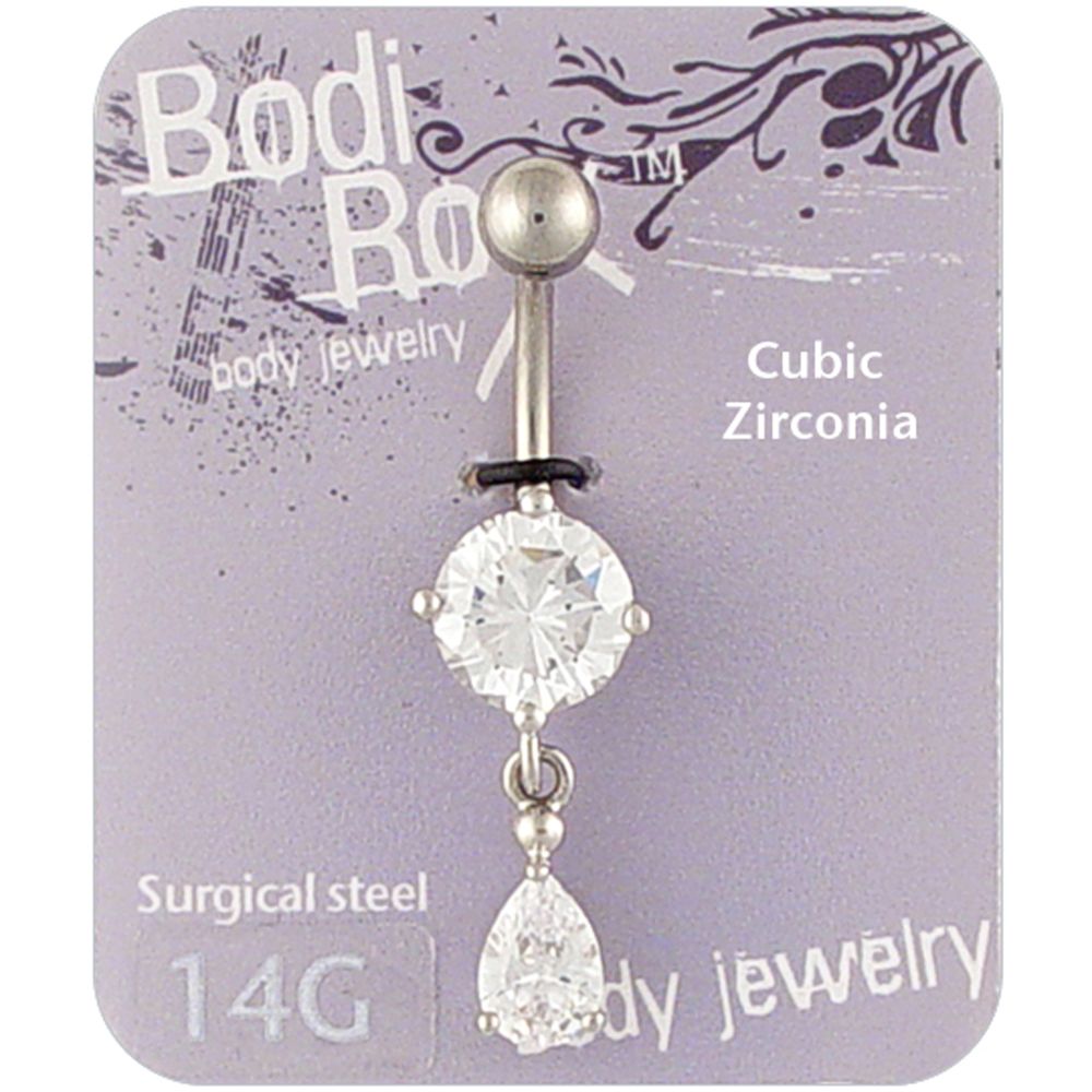 Bodi Rox 14G CZ Teardrop Belly Barbell at Sears.com