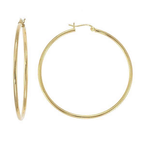 24k Gold Over Sterling Silver Hoop Earrings 81614
