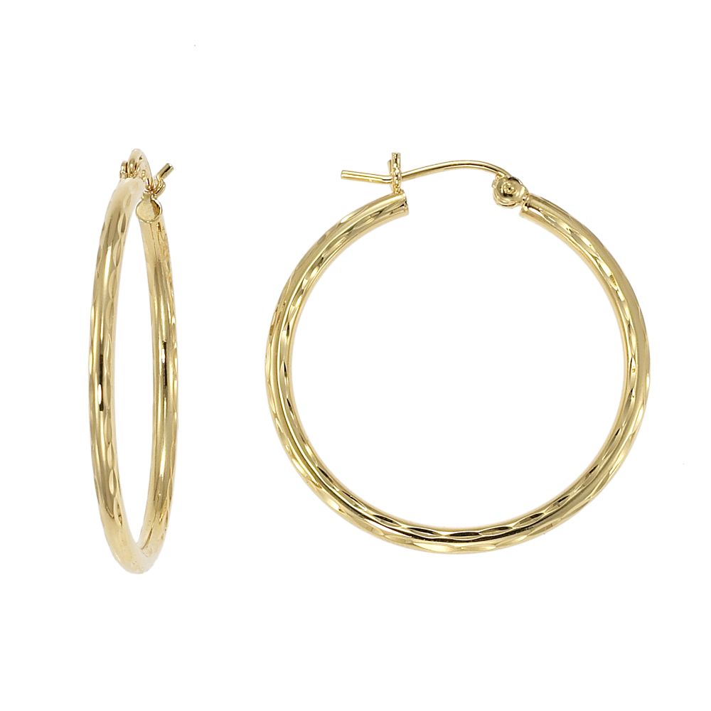 24KT Gold over Sterling Silver Diamond Cut Hoop Earrings at Kmart.com