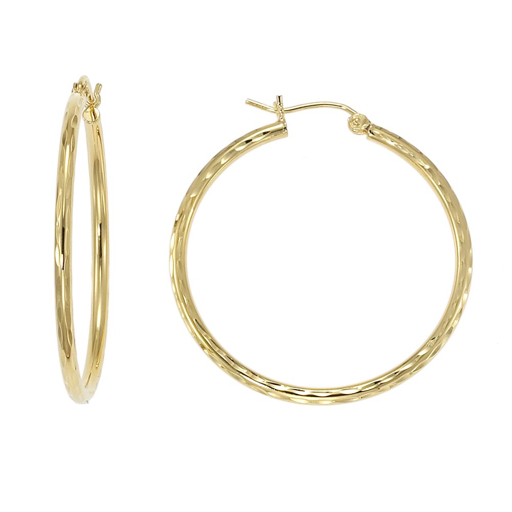 24KT Gold over Sterling Silver Diamond Cut Hoop Earrings at Kmart.com