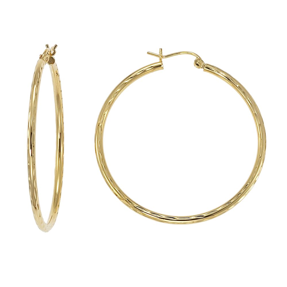 24KT Gold over Sterling Silver Diamond Cut Hoop Earrings at Kmart.com
