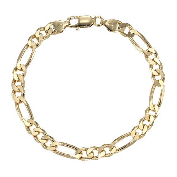 24kt Gold Over Sterling Silver Figaro Bracelet FIG220-b