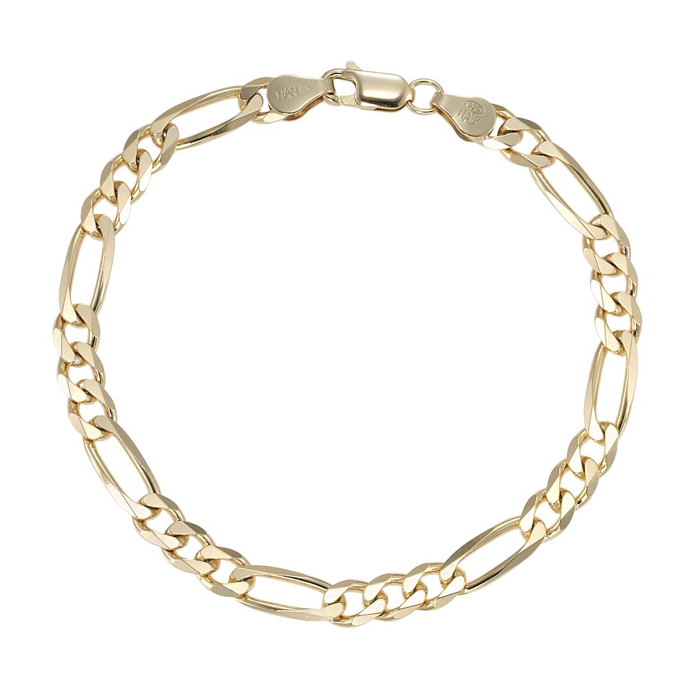 &nbsp; 24KT Gold over Sterling Silver Figaro Bracelet