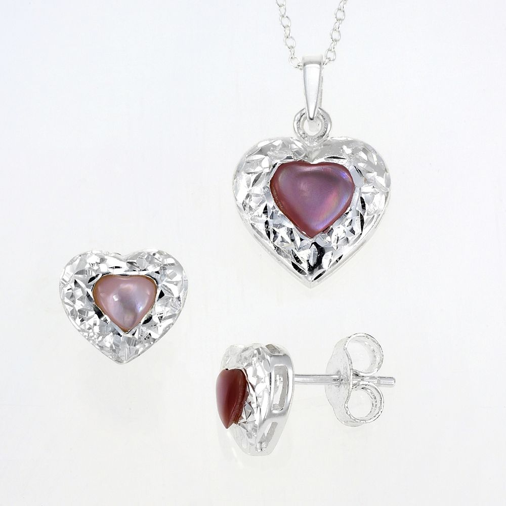 Sterling Silver Pink Shell Heart Pendant and Earring Set at Kmart.com