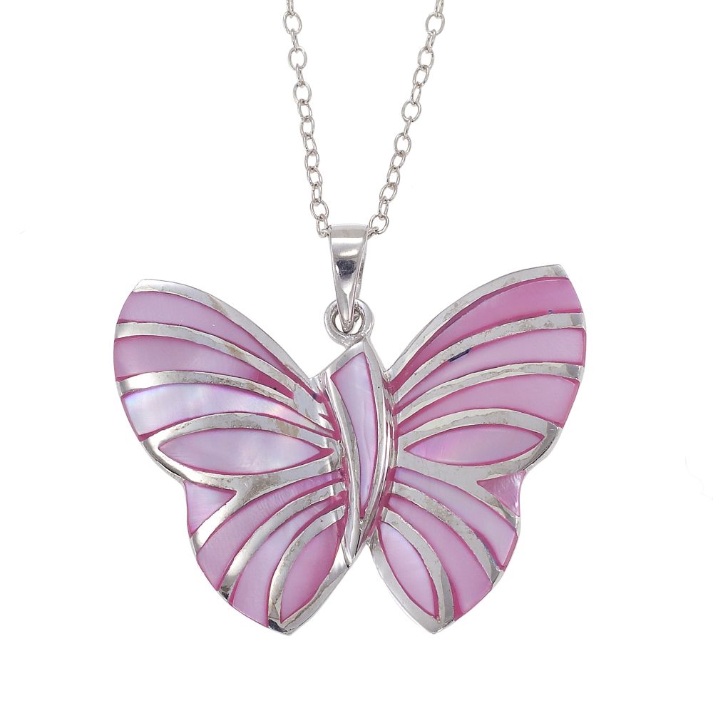 Sterling Silver Pink Shell Butterfly Pendant at Kmart.com