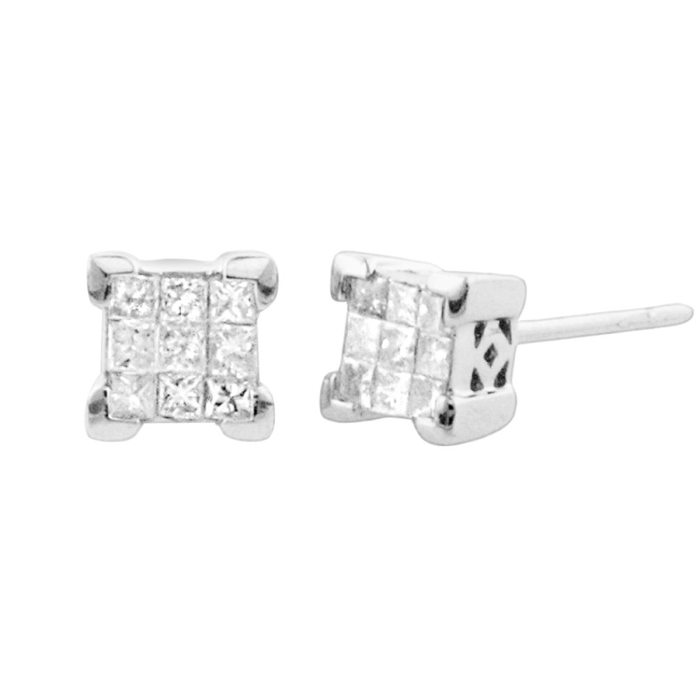 10KT WHITE GOLD 1/4CTTW PRINCESS DIAMOND COMPOSITE STUD EARRINGS at Kmart.com