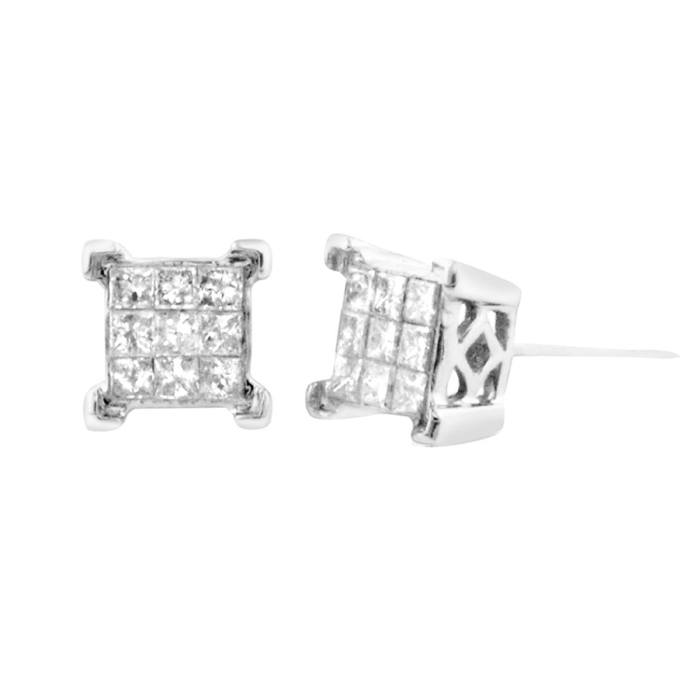10KT WHITE GOLD 1/2CTTW PRINCESS DIAMOND COMPOSITE STUD EARRINGS at Sears.com