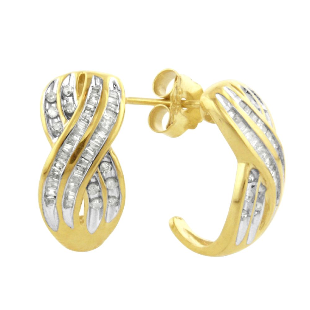 "GOS 1/2CTTW DIAMOND ""S"" BAGUETTE J HOOP EARRINGS" at Sears.com