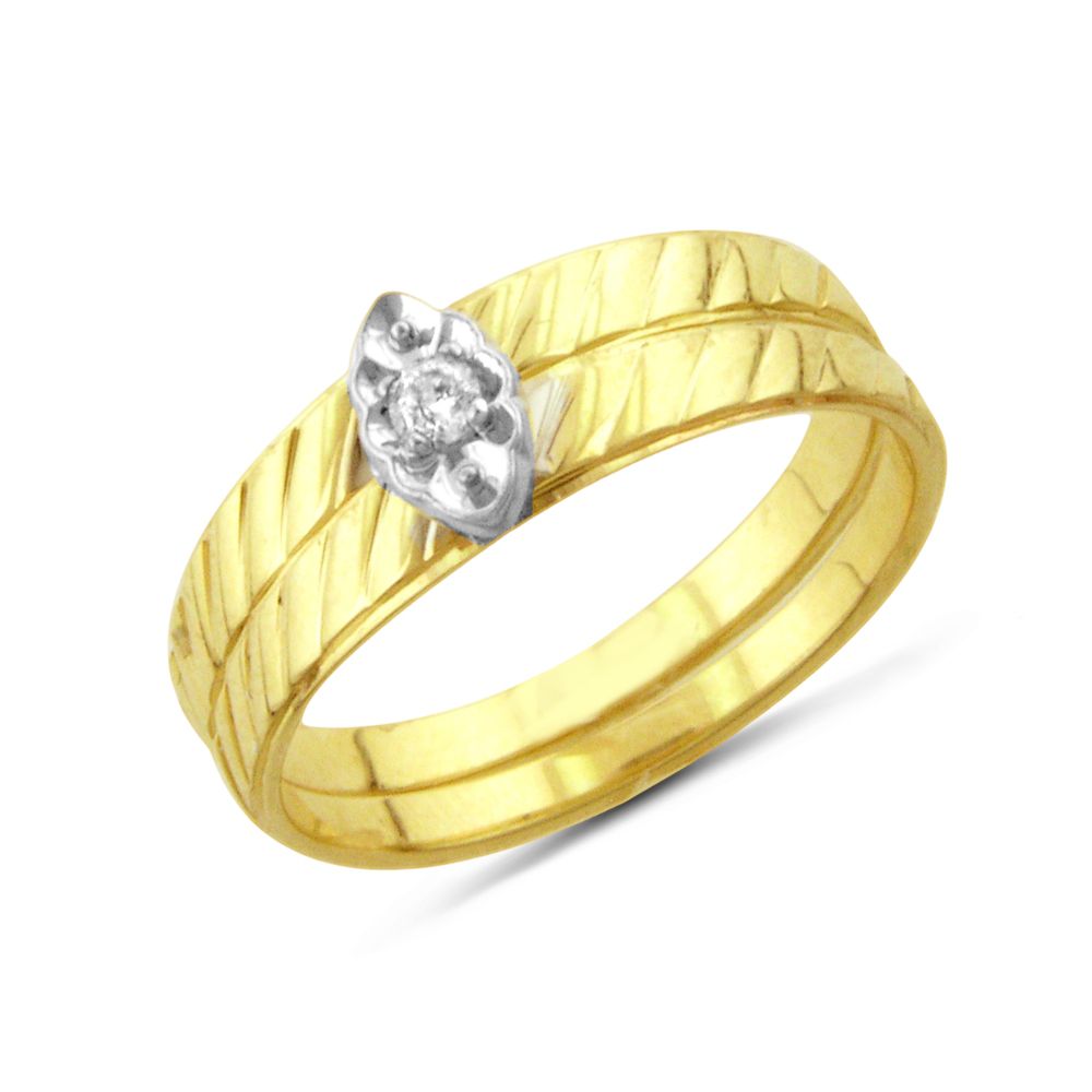 10K Yellow Gold 0.07 cttw Round Diamond Fancy