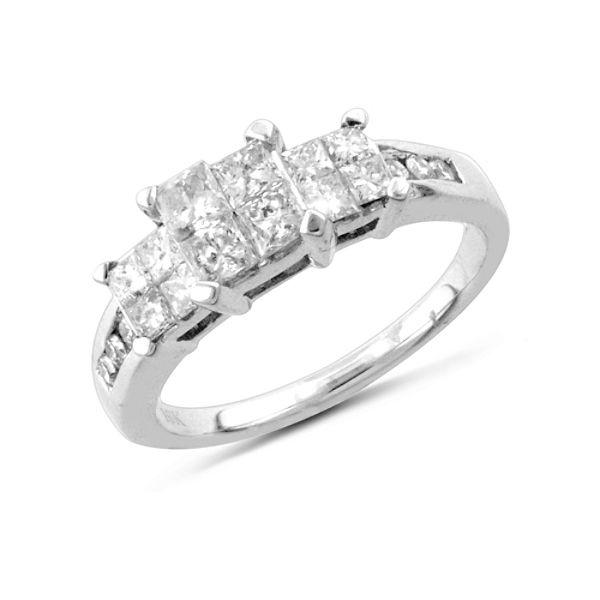 Today Tomorrow Together 10K White Gold 1.00 cttw Princess and Round Diamond Bridal Ring 