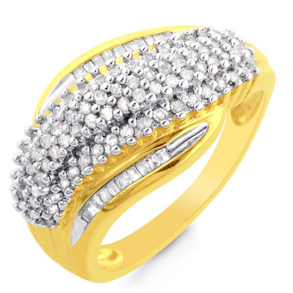 1/3 Cttw Diamond Ring 18kt Gold Over Sterling Silver