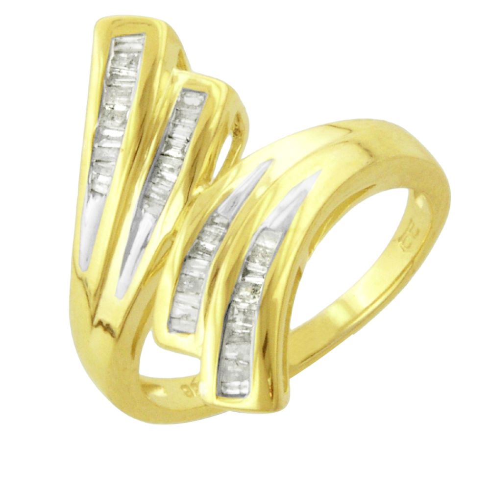 GOS 1/4 cttw Diamond Baguette Bypass Ring.