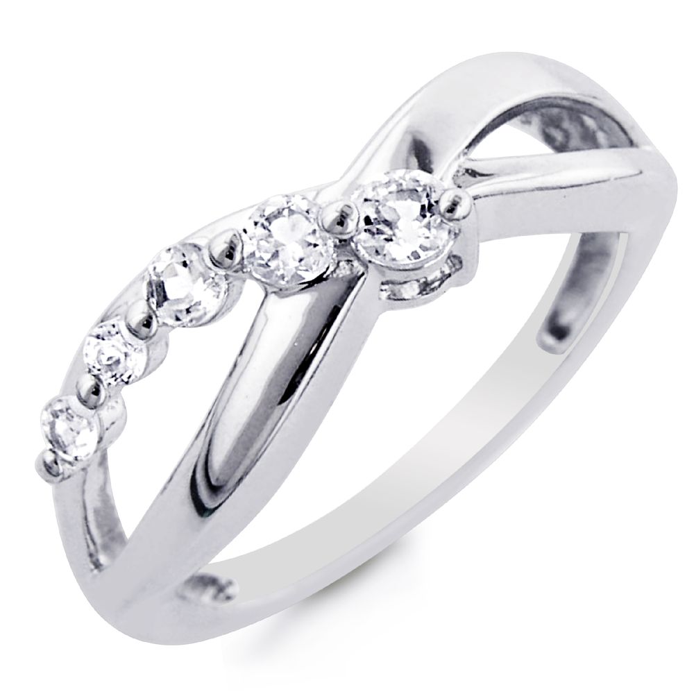 Sterling Silver with Lab Created White Sapphire Journey Ring