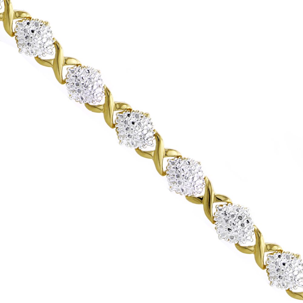 Diamond Accent Bracelet- 18kt Gold over Sterling Silver 7.5in