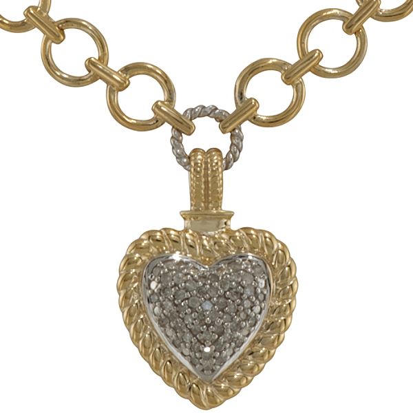 18k Over Sterling Silver 1/4 Cttw Diamond Heart Necklace N4839DISSY