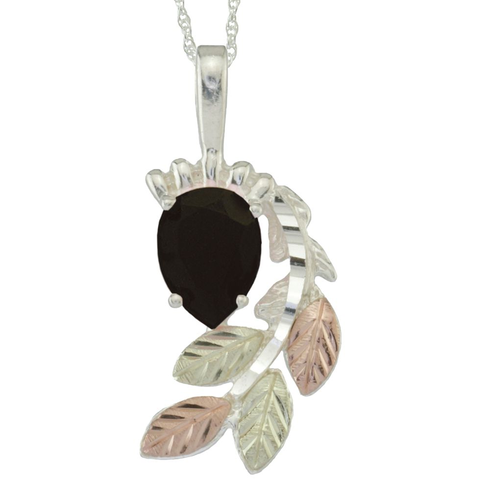 Black Hills Gold Tricolor 10k Facetted Onyx Pendant