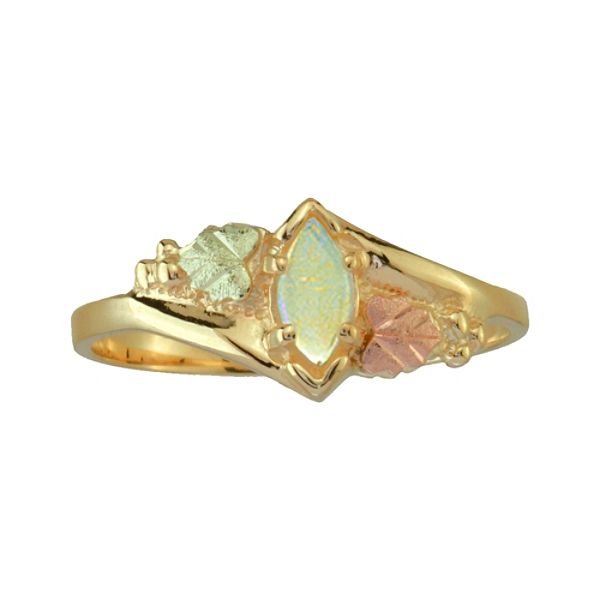 Black Hills Gold Tricolor 10k Marquise Opal Ring