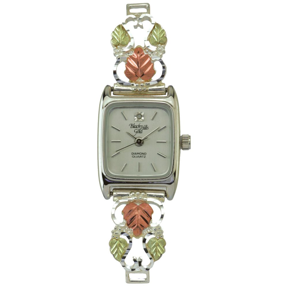 Black Hills Gold Tricolor Sterling Silver Vine and Leaf Watch
