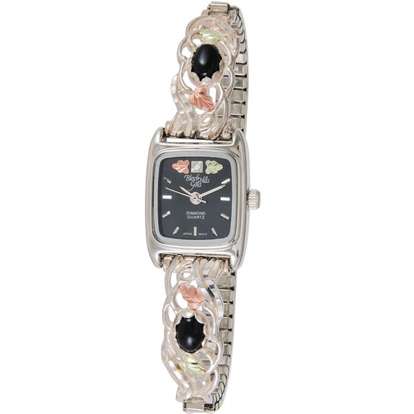 Black Hills Gold Tricolor Sterling Silver Onyx Watch 2731330485000000P Black Hills Gold K9 WB83O GS