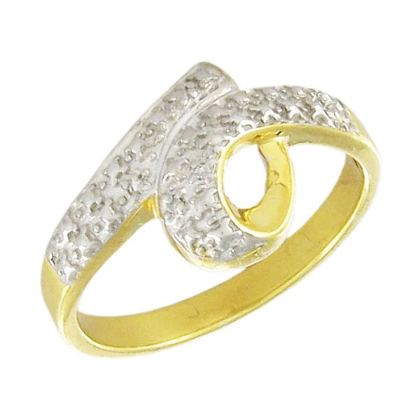 18k Yellow Gold Over Sterling Silver Loop Bypass Ring With Diamond 42273711