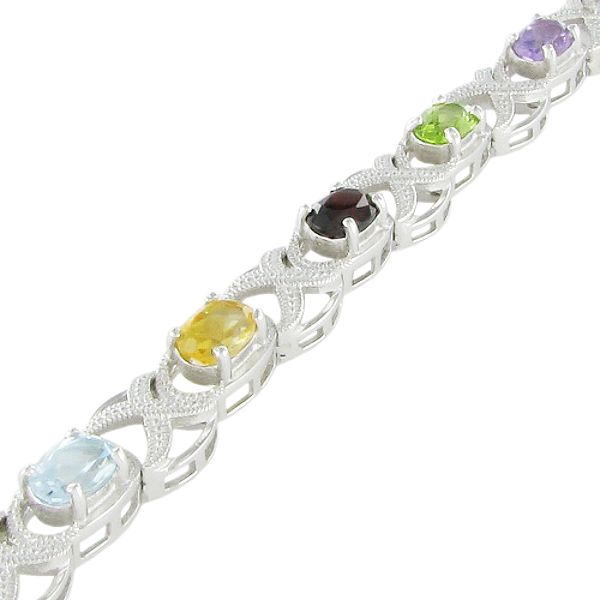 Multi-gemstone And Diamond Accent Hugs & Kisses 7 1/ Inch Bracelet
