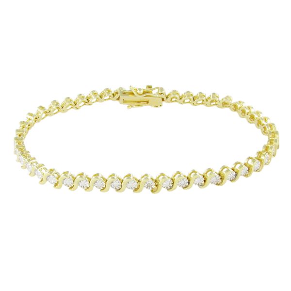 18k Yellow Gold Over Sterling Silver S-link 7 14 Inch Bracelet With 42223511