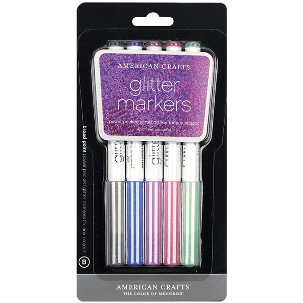 American Crafts -GLITTER MARKERS 5-PK