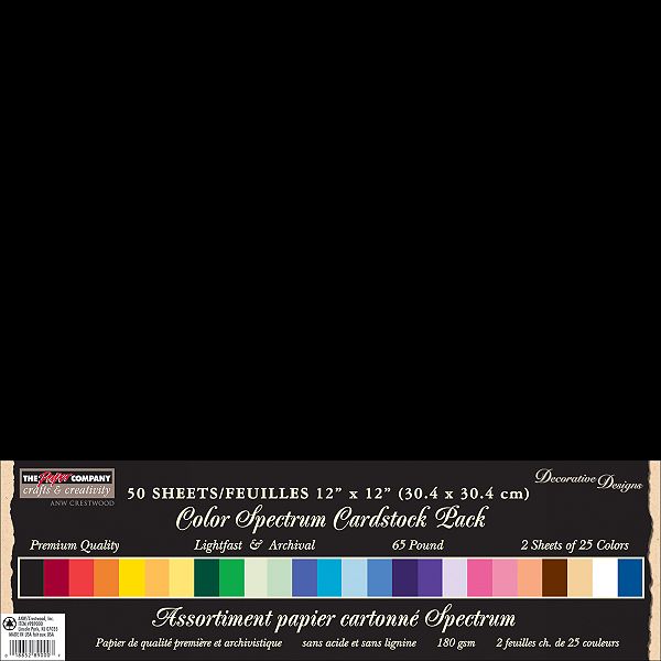 Paper Company ASST COLOR-CARDSTOCK VAL PK 12"