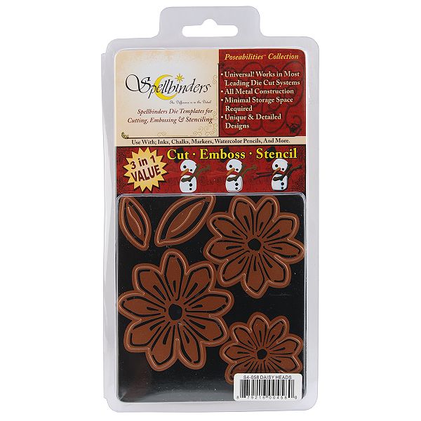 SPELLBINDERS DAISY HEAD-EMBOSSING DIES4X4.25