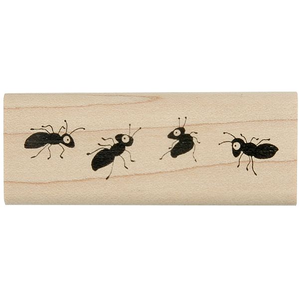 Inkadinkado Ants Inrow-Rubber Stamp W/Wood