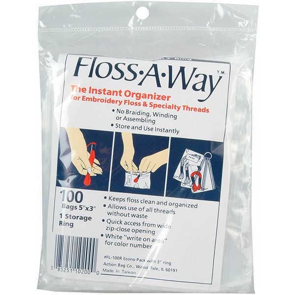 Action Bag 100 Count -floss-a-way W/3"ring FL100R