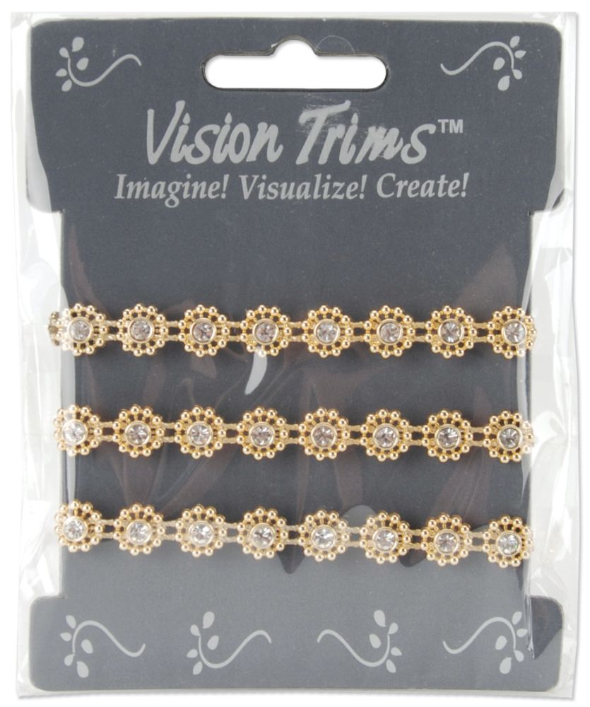 Vision Trims Gold -Rhinestone Trim