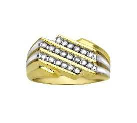 1/2 cttw Mens 3 Row Diamond Ring 10 kt