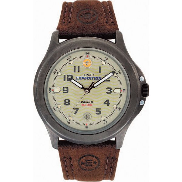 Timex Men s Expedition Full Size Watch With Leather Strap 9990000007110129P Timex 7110129