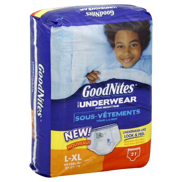 GoodNites Underwear, Boys, L-XL (60-125+ lbs), Mega, 21 underwear