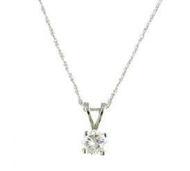 1/4 cttw Diamond Solitaire Pendant with 14K White Gold Chain