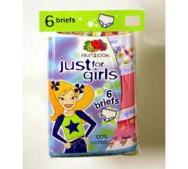 Fruit of the Loom Girl's Brief Panties - 6 Pack