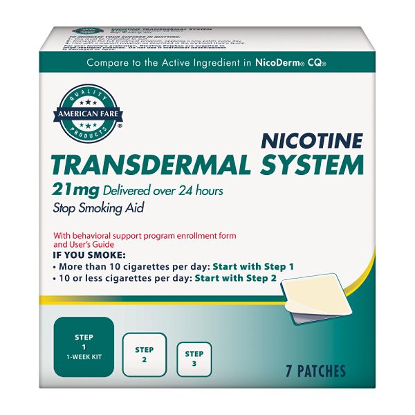  American Fare Nicotine Transdermal Step 1 Patch System 21mg