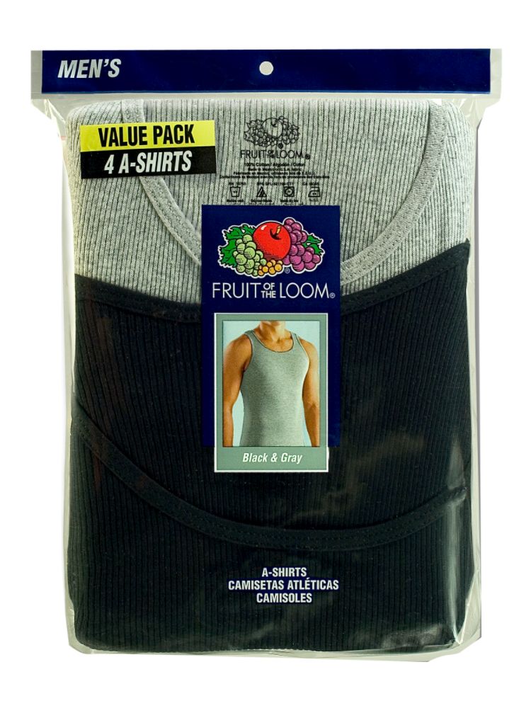 Fruit of the Loom Men's A-shirt - Black/Gray 4 pack at Kmart.com