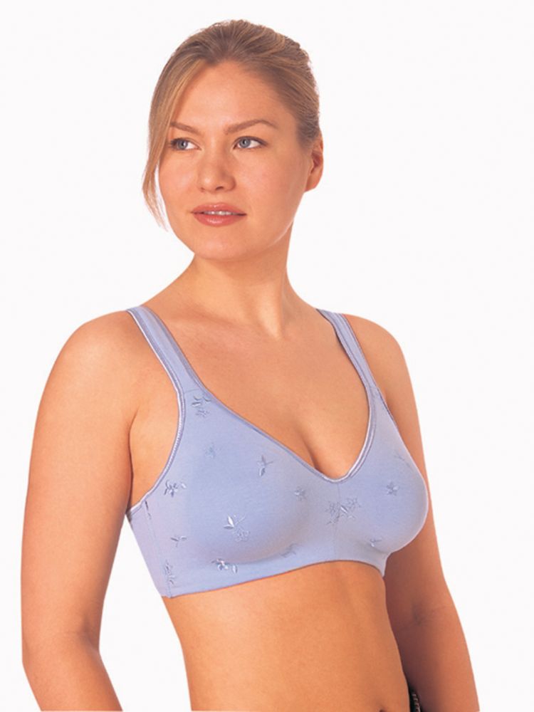 Pink K Women's Cotton Soft Cup Floral Embroidered Full Figure Bra