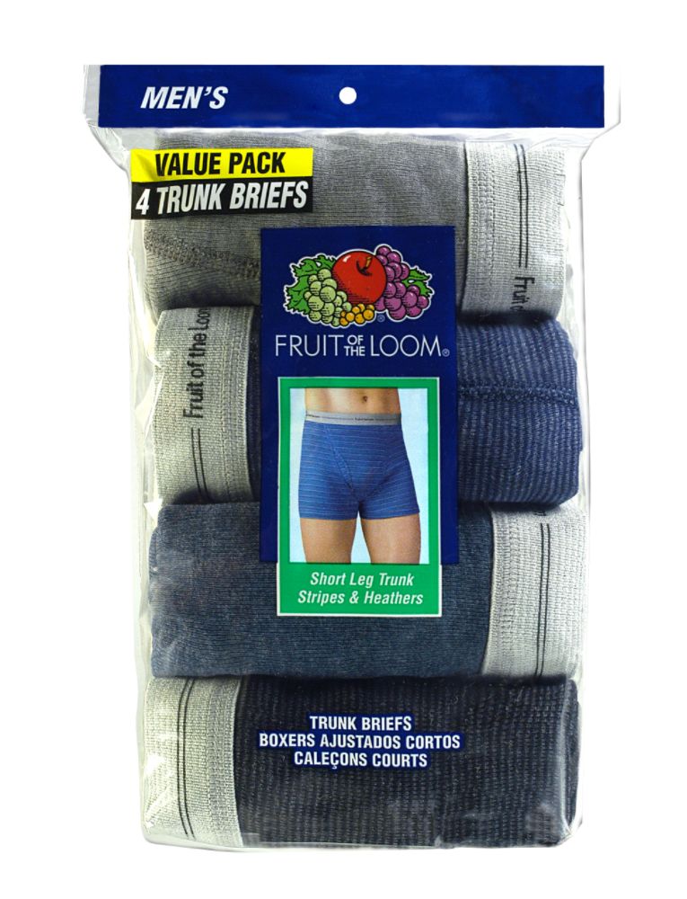 Fruit of the Loom Men's Trunk - Stripe / Heather 4 pack