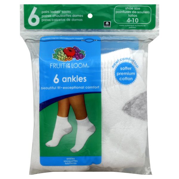 Fruit of the Loom Socks, Ankle, Ladies, 6 pairs at Kmart.com