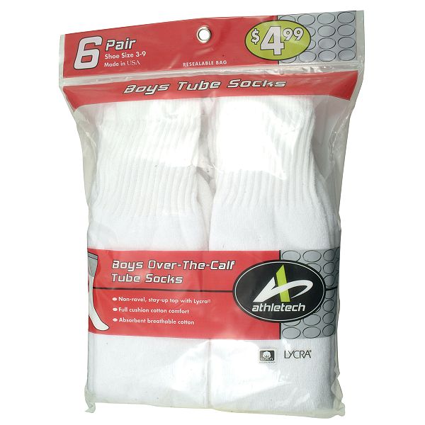 Athletech Boys Full Cushion Tube Sport Socks