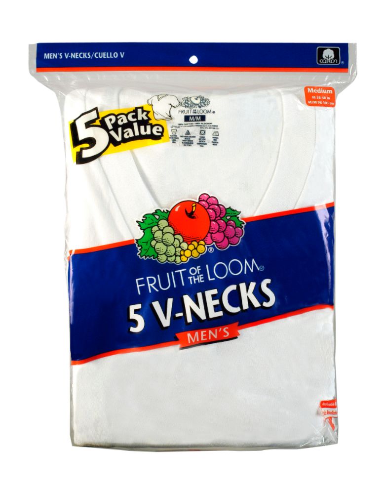 Fruit of the Loom Men's V-Neck Tee - White 5 pack at Kmart.com