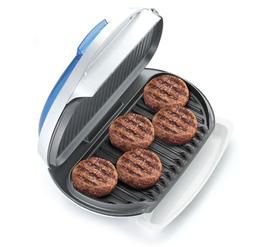 George Foreman Family-Sized Grill with Indigo Bun Warmer