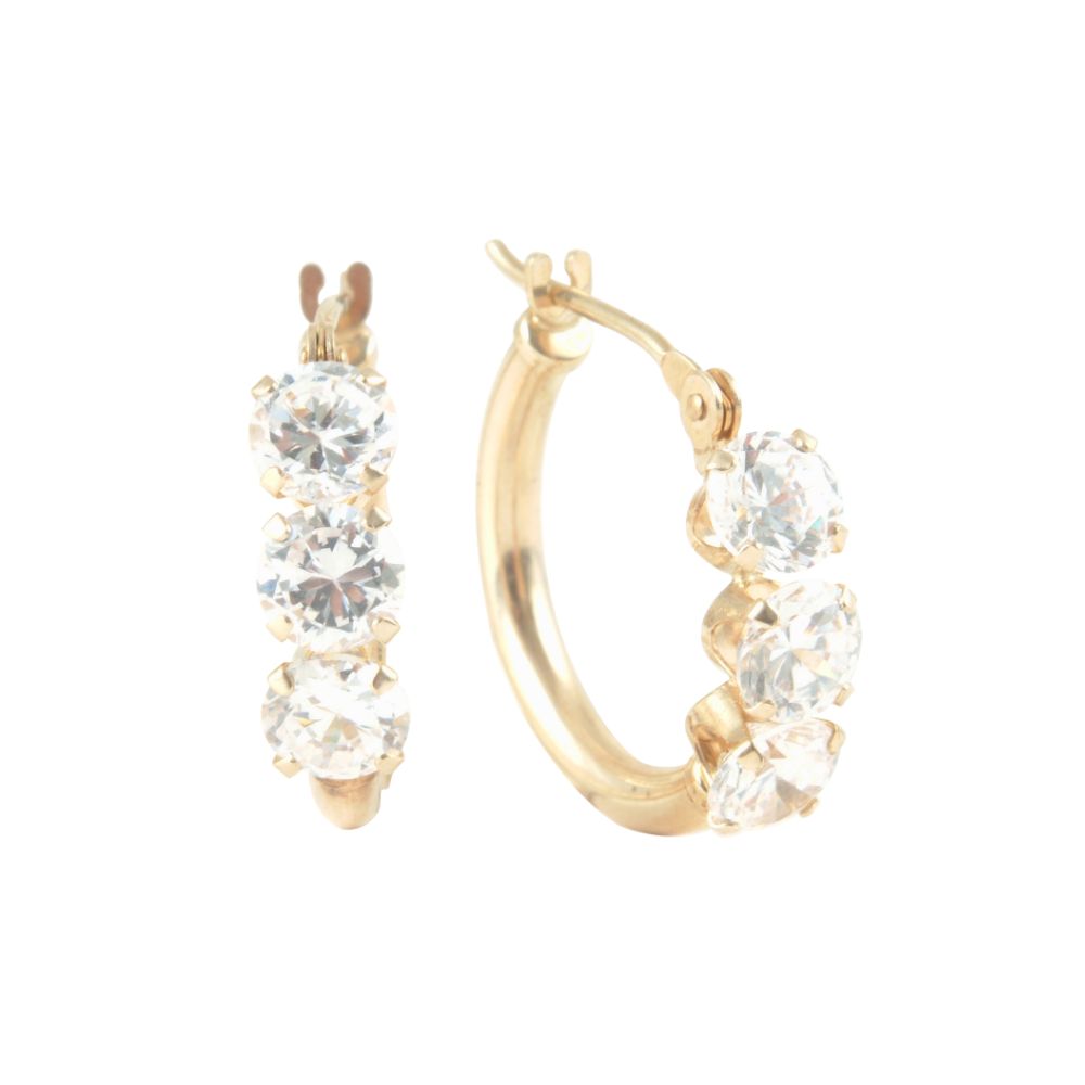 10kt Gold Cubic Zirconia 3 Stone Hoops at Kmart.com